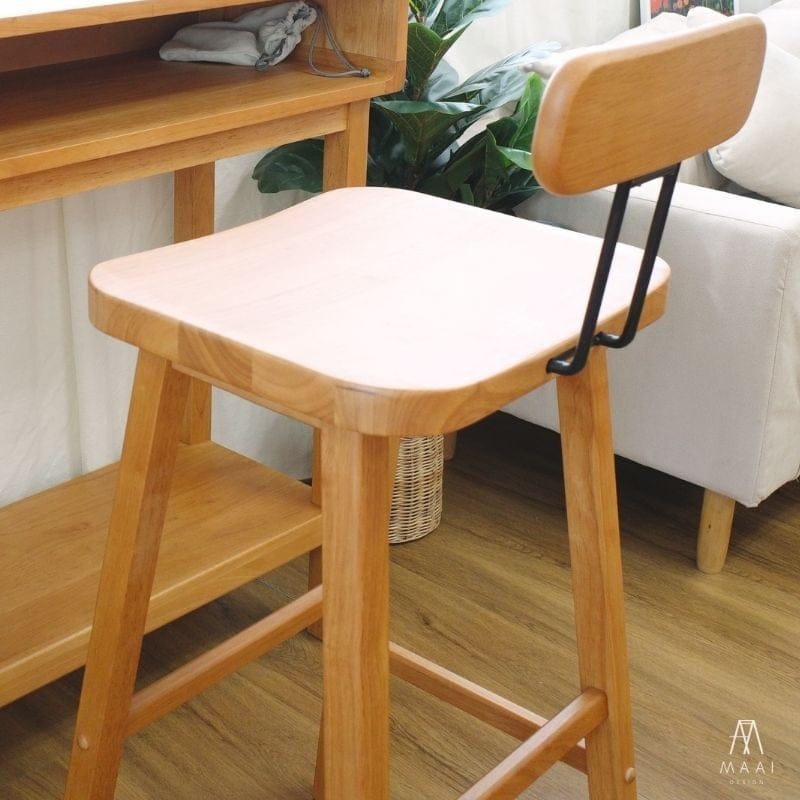 เก้าอี้บาร์ไม้ยางพารา MAAI DESIGN รุ่น REZU BAR STOOL 29'' สีโอ๊ค_6
